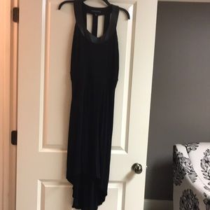 High low dress with leather trim.
